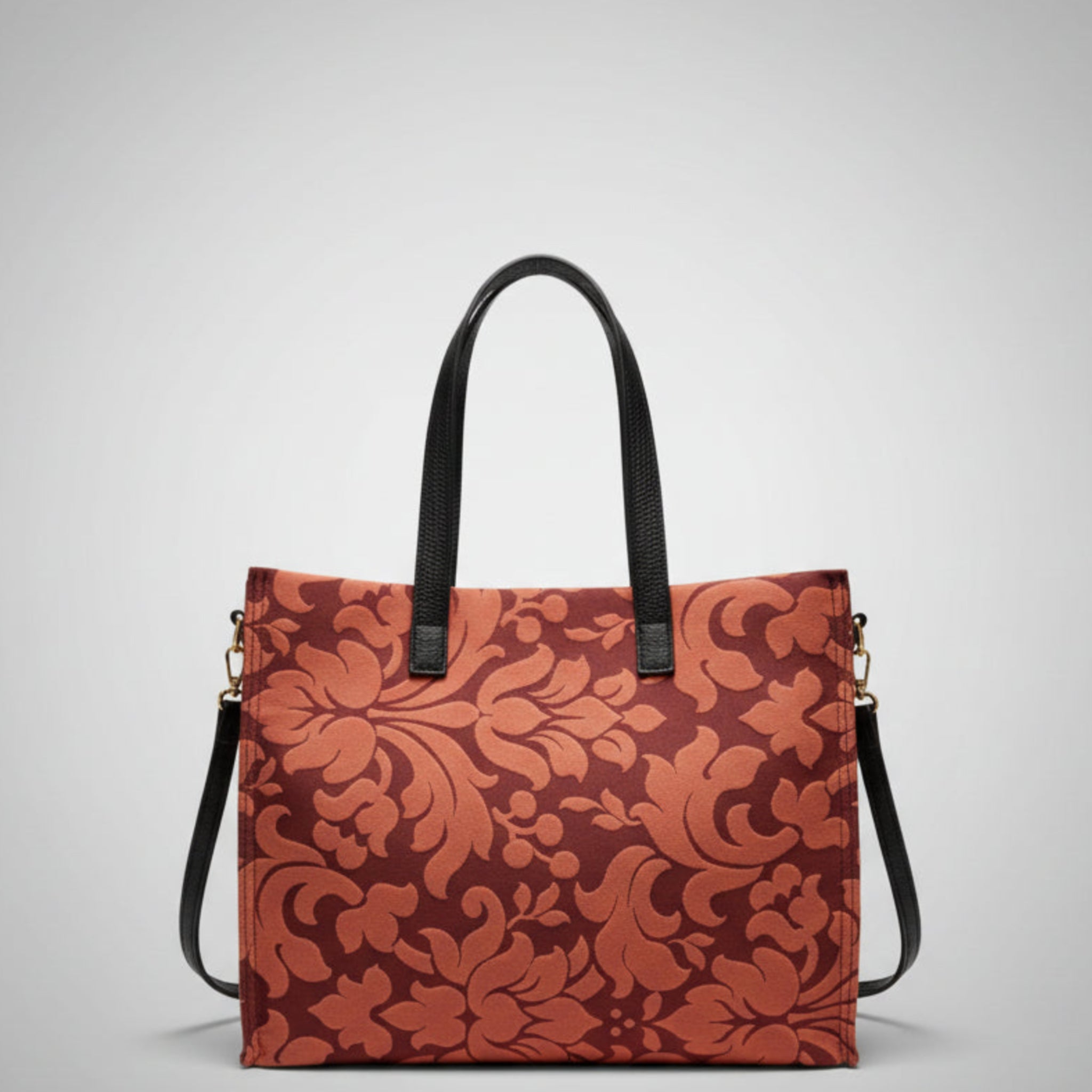 Borsa Rosa - Shopper in tappeto velluto floreale con tracolla