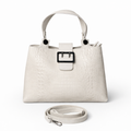 Borsa Beatrice – Borsa a Mano in Vera Pelle Effetto Cocco con Fibbia Frontale e Tracolla Removibile