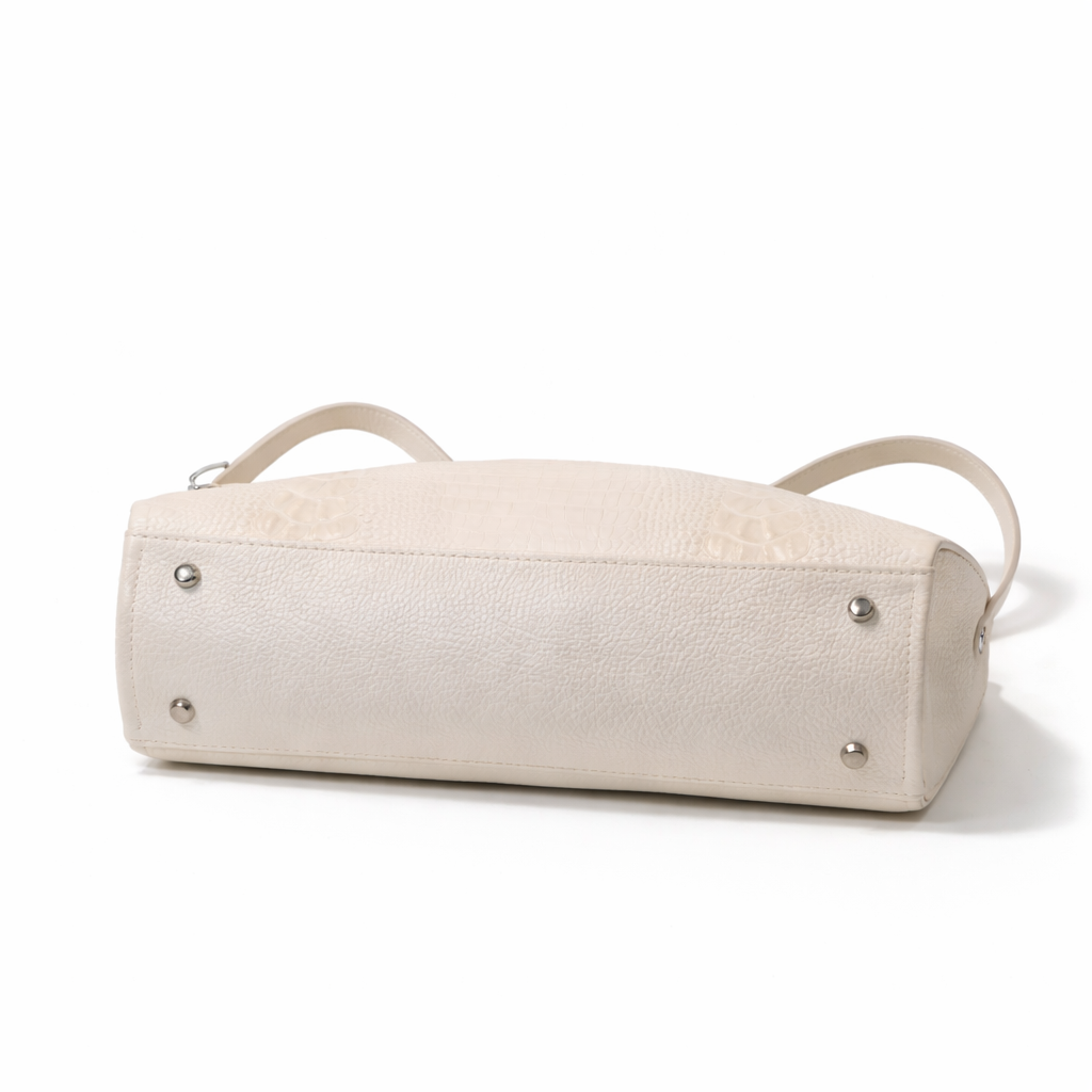 Borsa Beatrice – Borsa a Mano in Vera Pelle Effetto Cocco con Fibbia Frontale e Tracolla Removibile