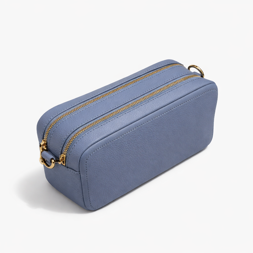 Borsa Camille – Mini Bag in Vera Pelle Martellata con Doppia Zip e Tracolla Removibile