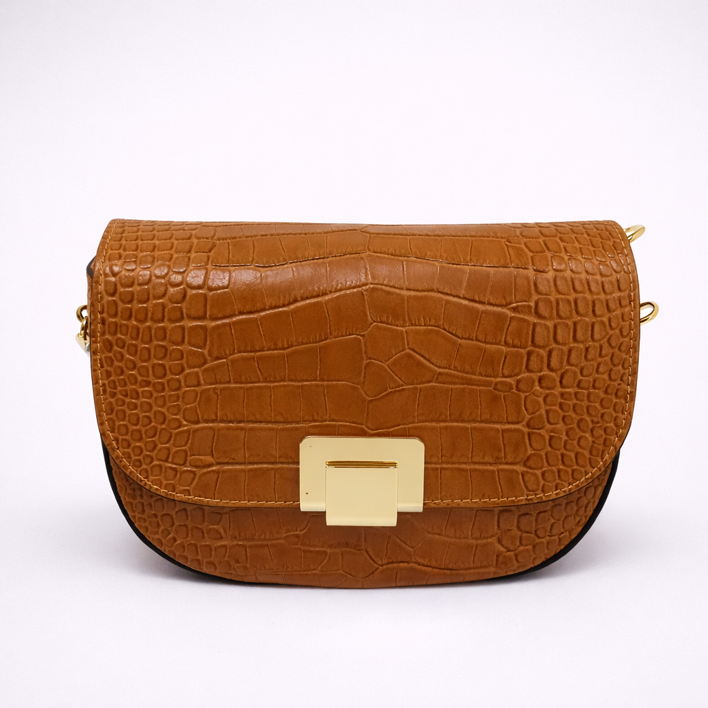 Borsa Diana – Borsa a tracolla in pelle effetto cocco con chiusura gioiello