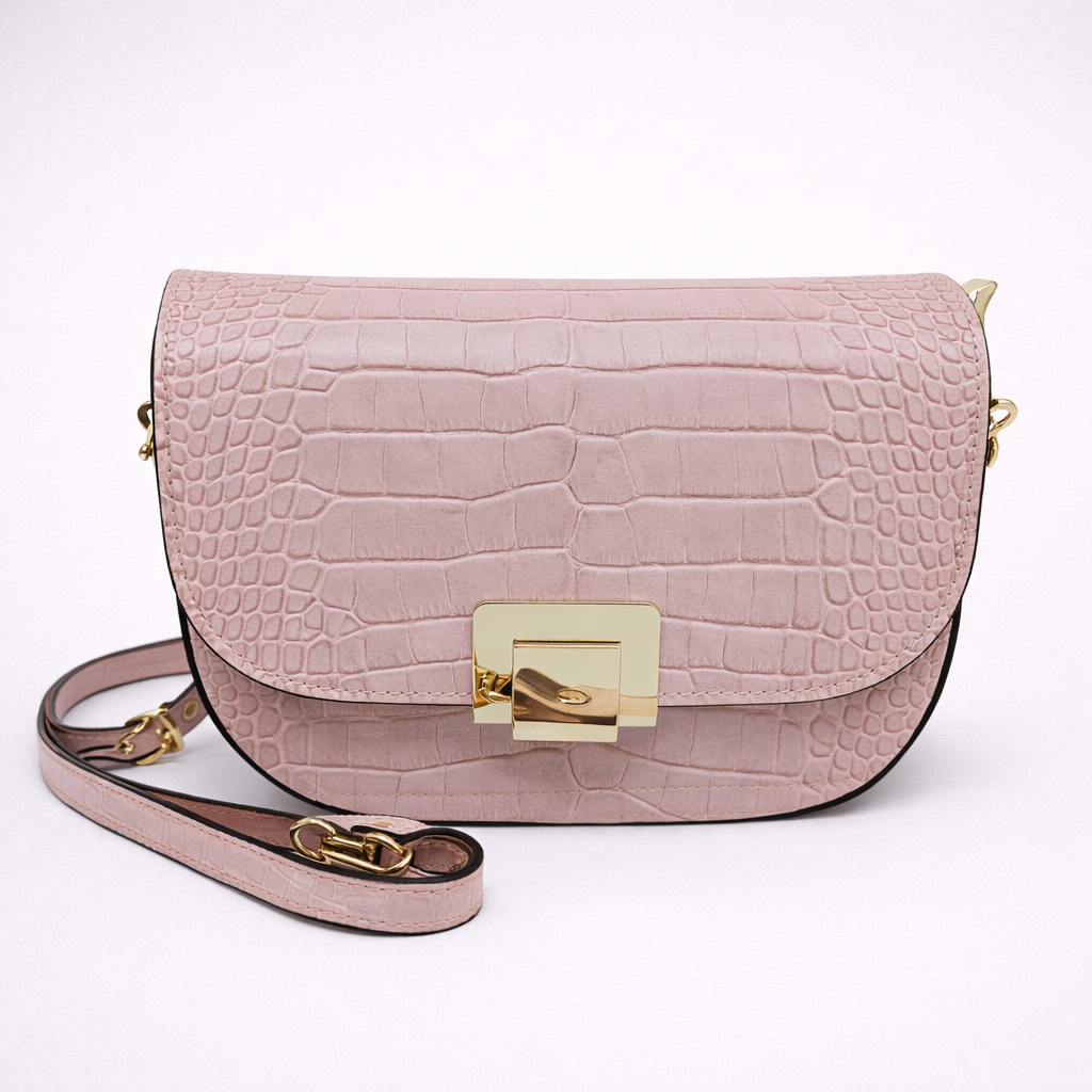 Borsa Diana – Borsa a tracolla in pelle effetto cocco con chiusura gioiello