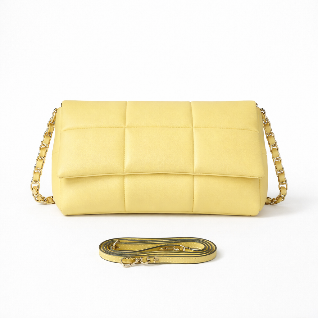 Borsa Valentine – Borsa a Spalla in Vera Pelle Trapuntata con Catena Argento e Tracolla Removibile