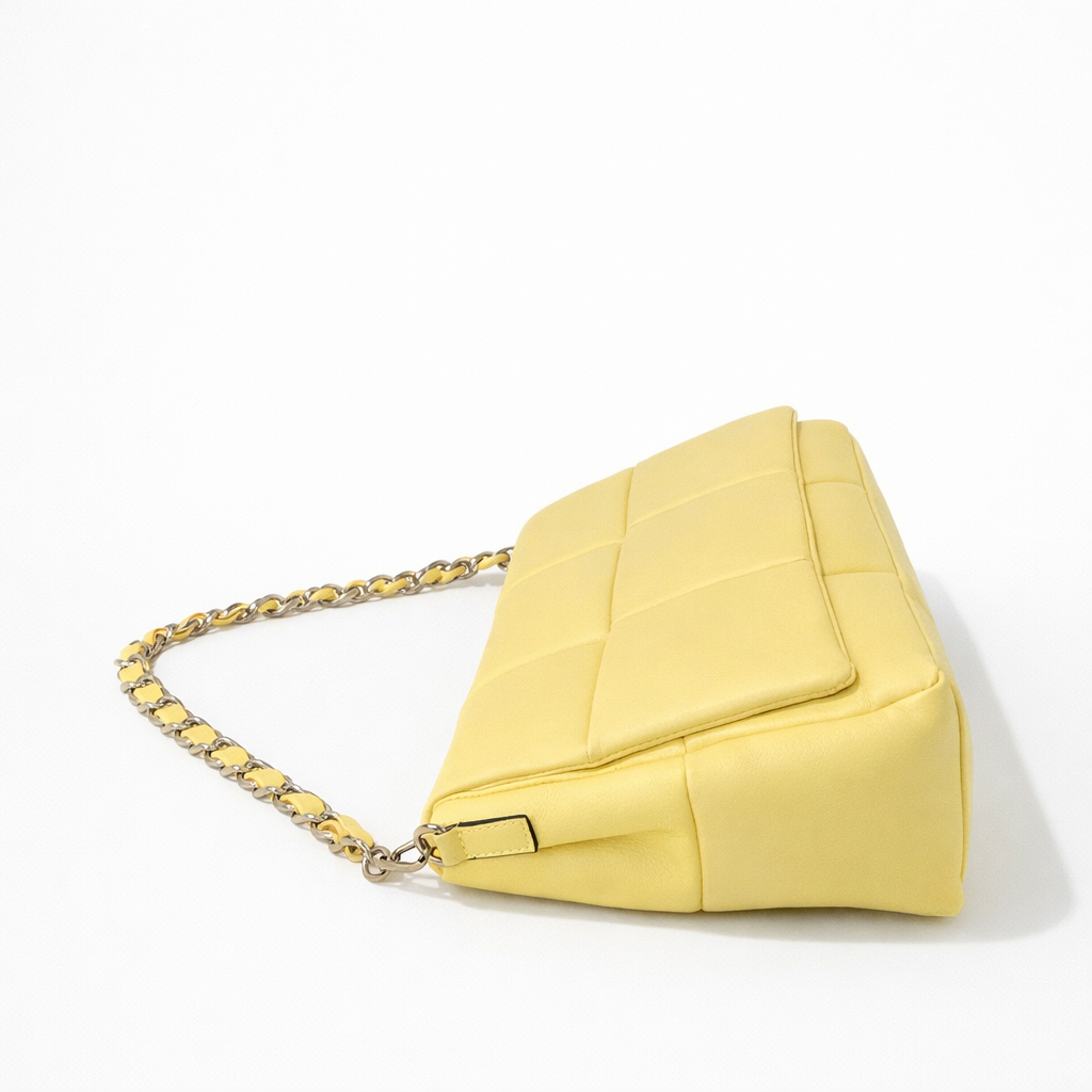 Borsa Valentine – Borsa a Spalla in Vera Pelle Trapuntata con Catena Argento e Tracolla Removibile