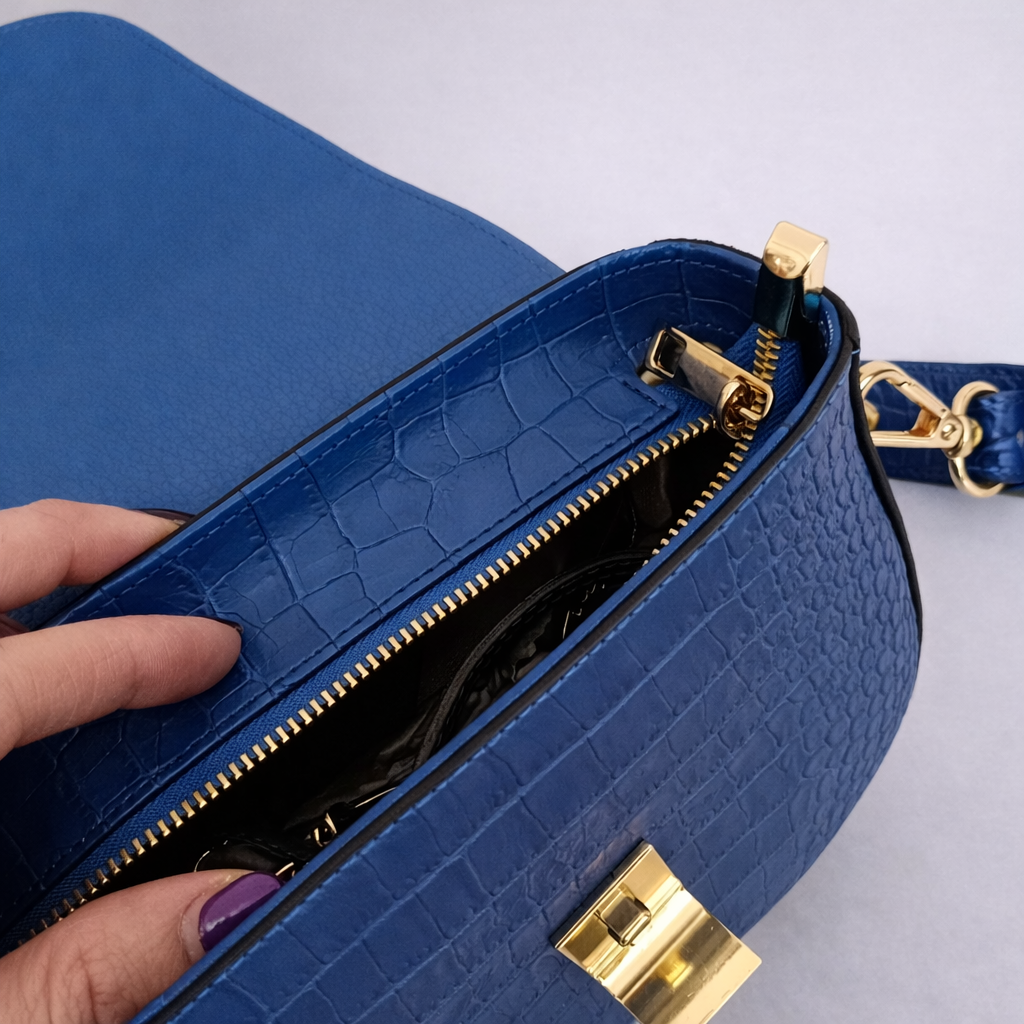 Borsa Diana – Borsa a tracolla in pelle effetto cocco con chiusura gioiello