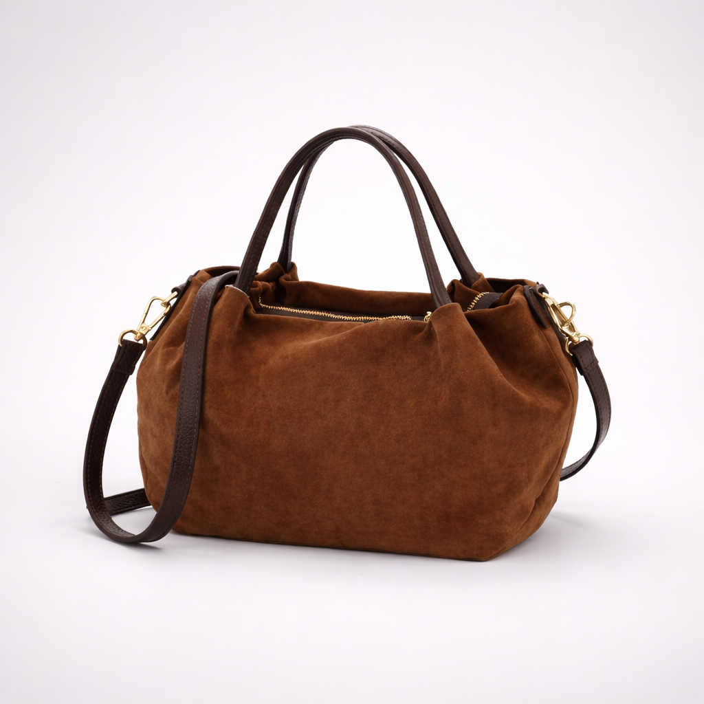 Borsa Morgana – morbida in velluto con doppio manico e tracolla