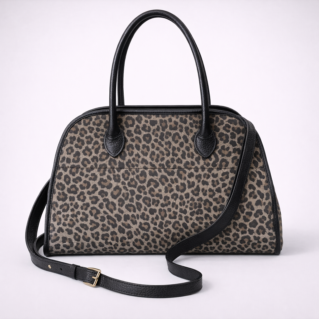 Borsa a Mano Dora in Pelle Scamosciata Animalier