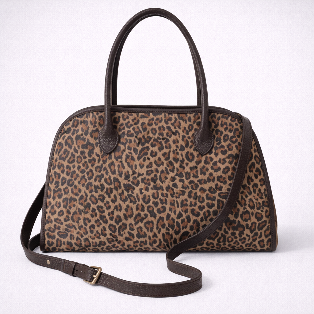 Borsa a Mano Dora in Pelle Scamosciata Animalier