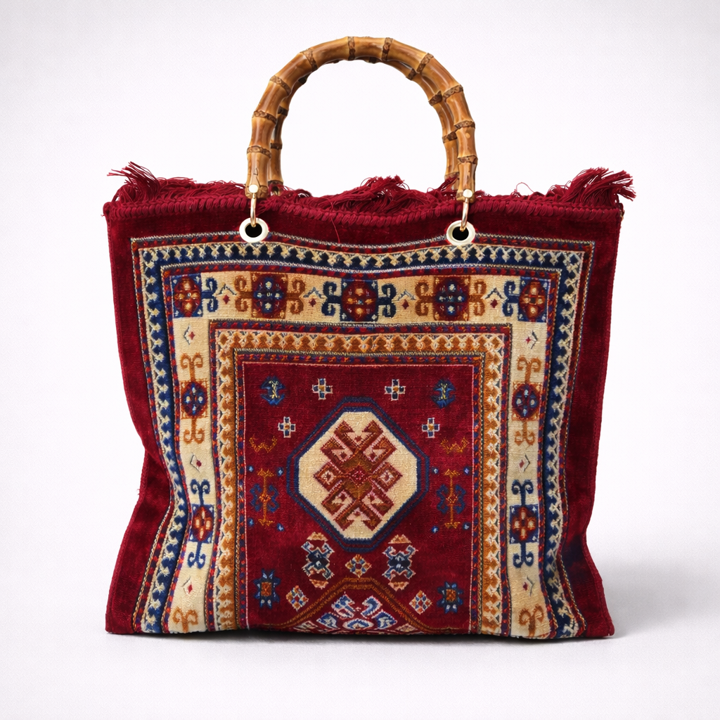 Borsa Rania – Tote bag artigianale in tappeto velour