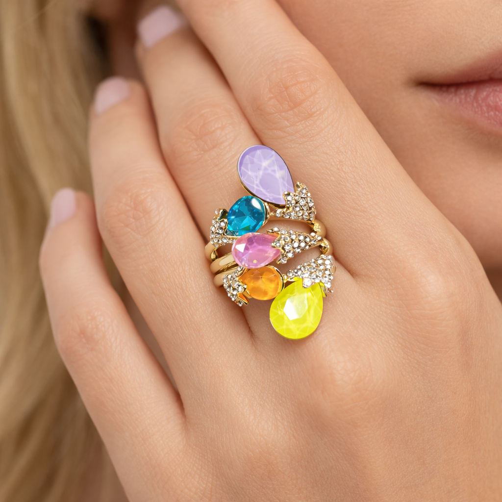 Anello Aurora Rainbow - con fascia elastica regolabile