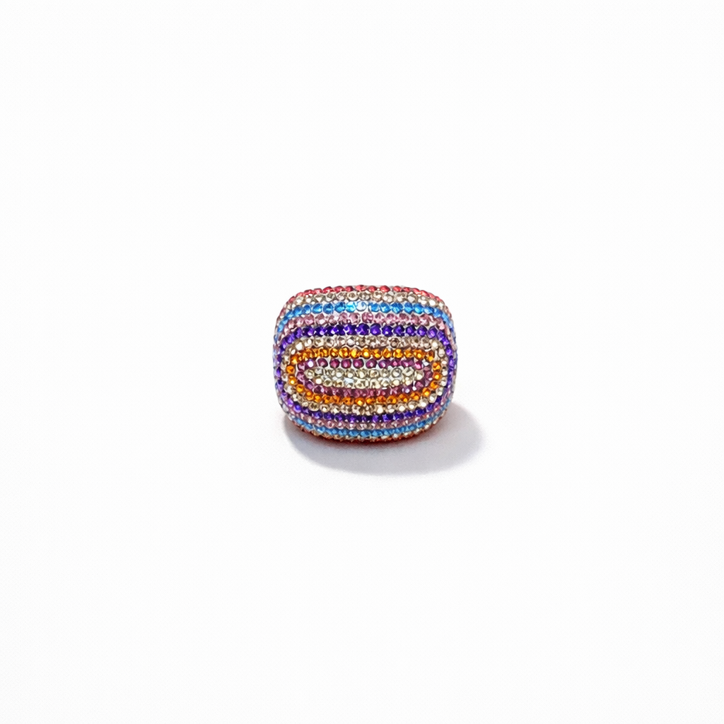 Anello Multicolor con Cristalli – Eleganza Brillante con fascia elastica regolabile