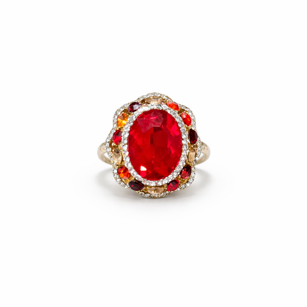 Anello Rubinia Royale con cristallo rosso con fascia elastica regolabile