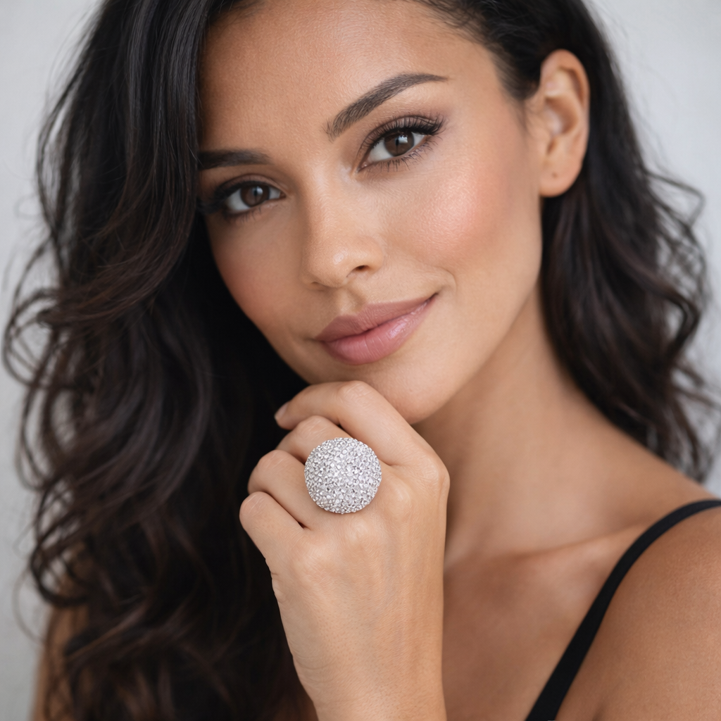 Anello Stella Crystal con cristalli luminosi con fascia elastica regolabile