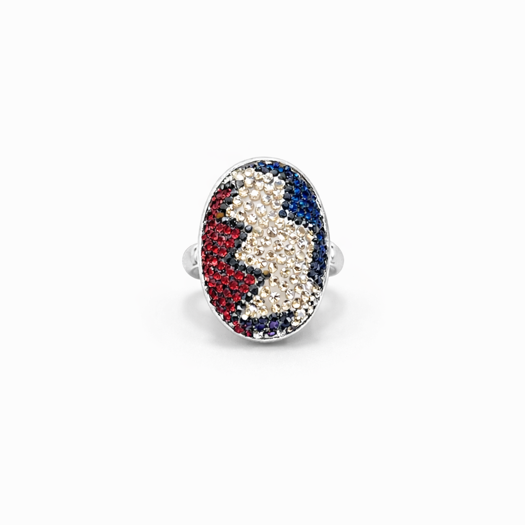 Anello Tricolore Crystal con fascia elastica regolabile