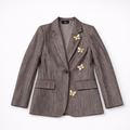 Blazer Donna Marrone in Cotone con Farfalle – Made in Italy – Taglie S, M, L
