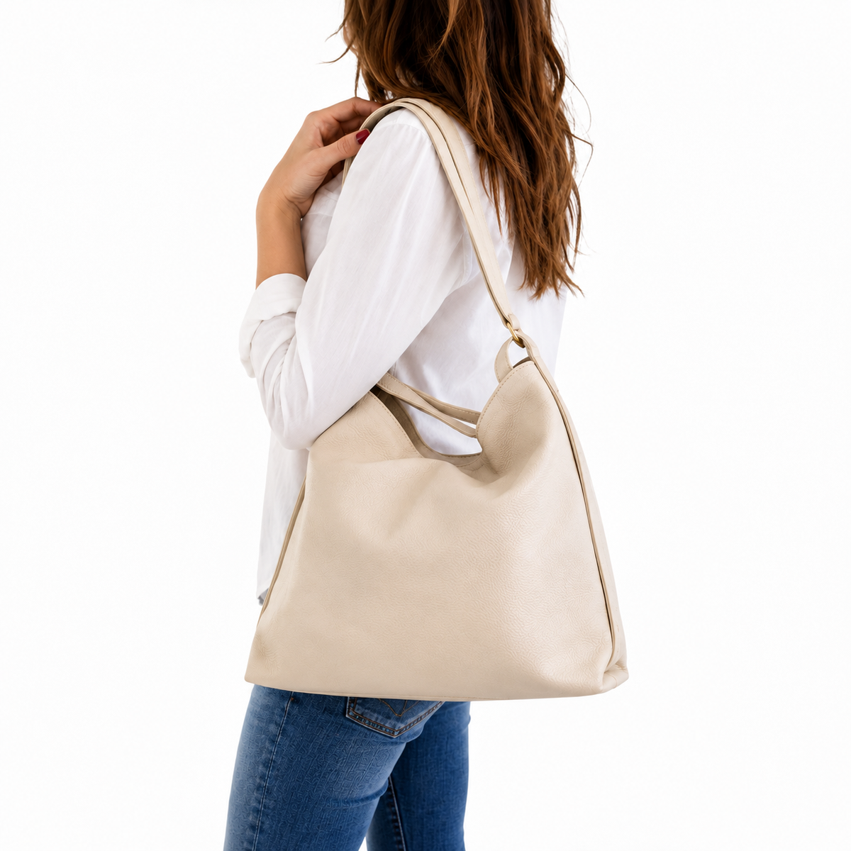 Borsa Bianca – Shopper e Zaino in Pelle Beige