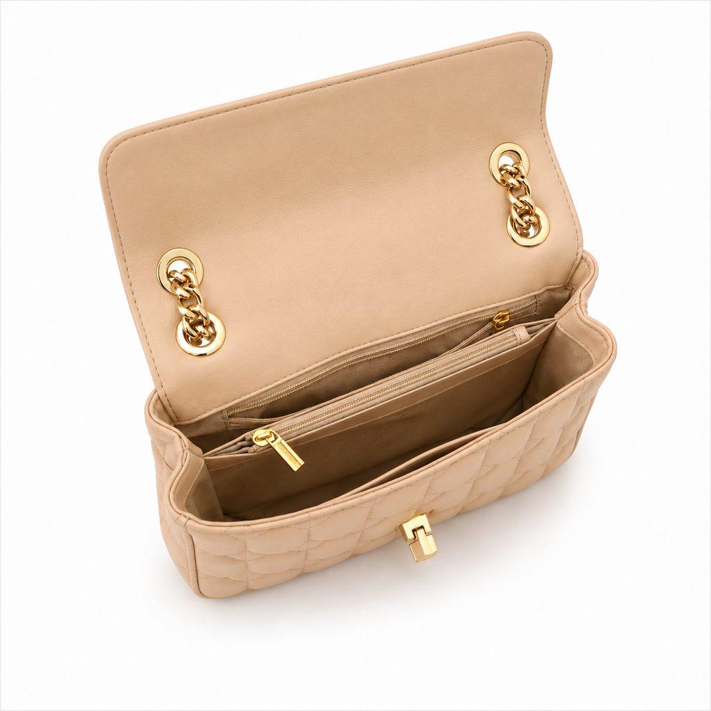 Borsa Ginevra – Borsa a Spalla Trapuntata con Catena Dorata