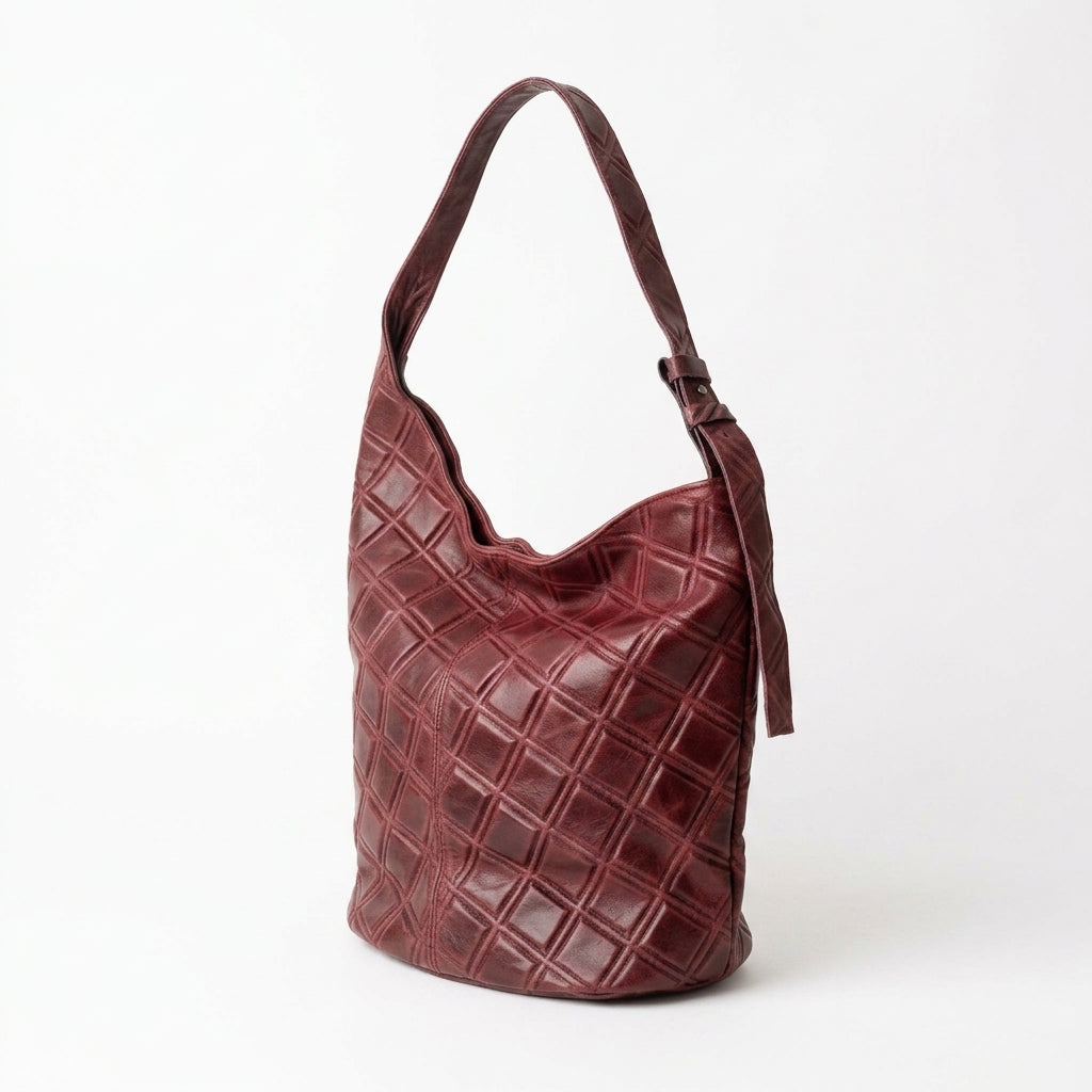 Borsa Ludovica – Borsa a Spalla in Vera Pelle con Lavorazione Geometrica