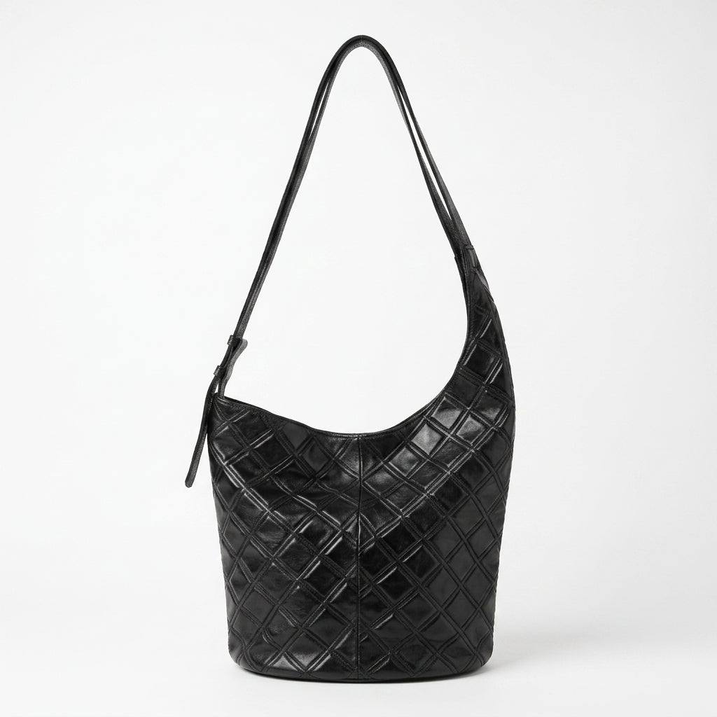 Borsa Ludovica – Borsa a Spalla in Vera Pelle con Lavorazione Geometrica