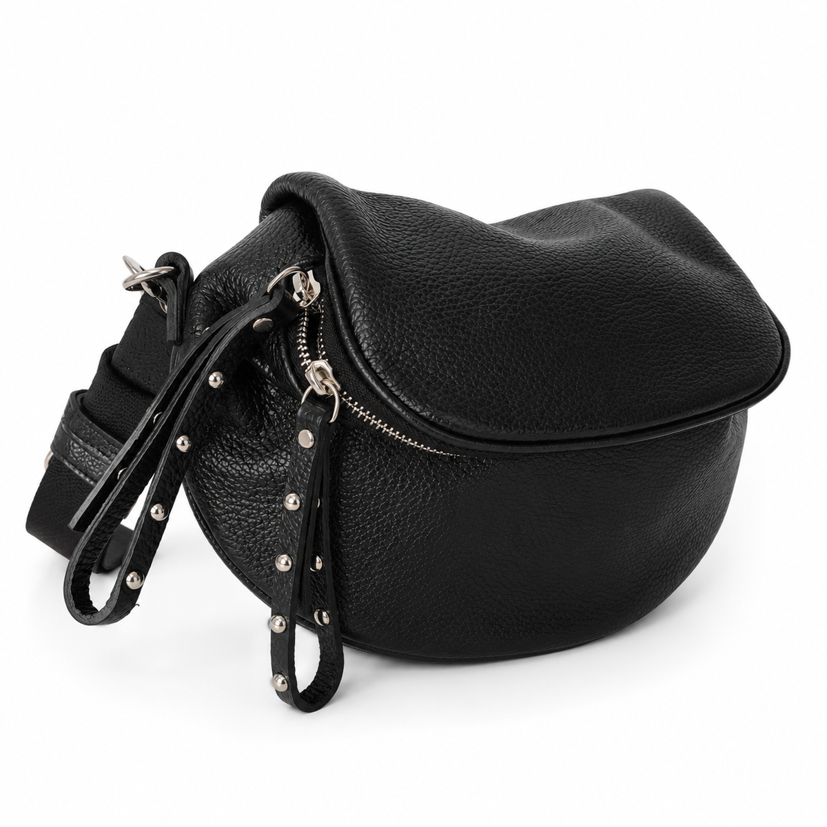 Borsa Mirea – Borsa 3 in 1 in Pelle Nera, Tracolla e Marsupio