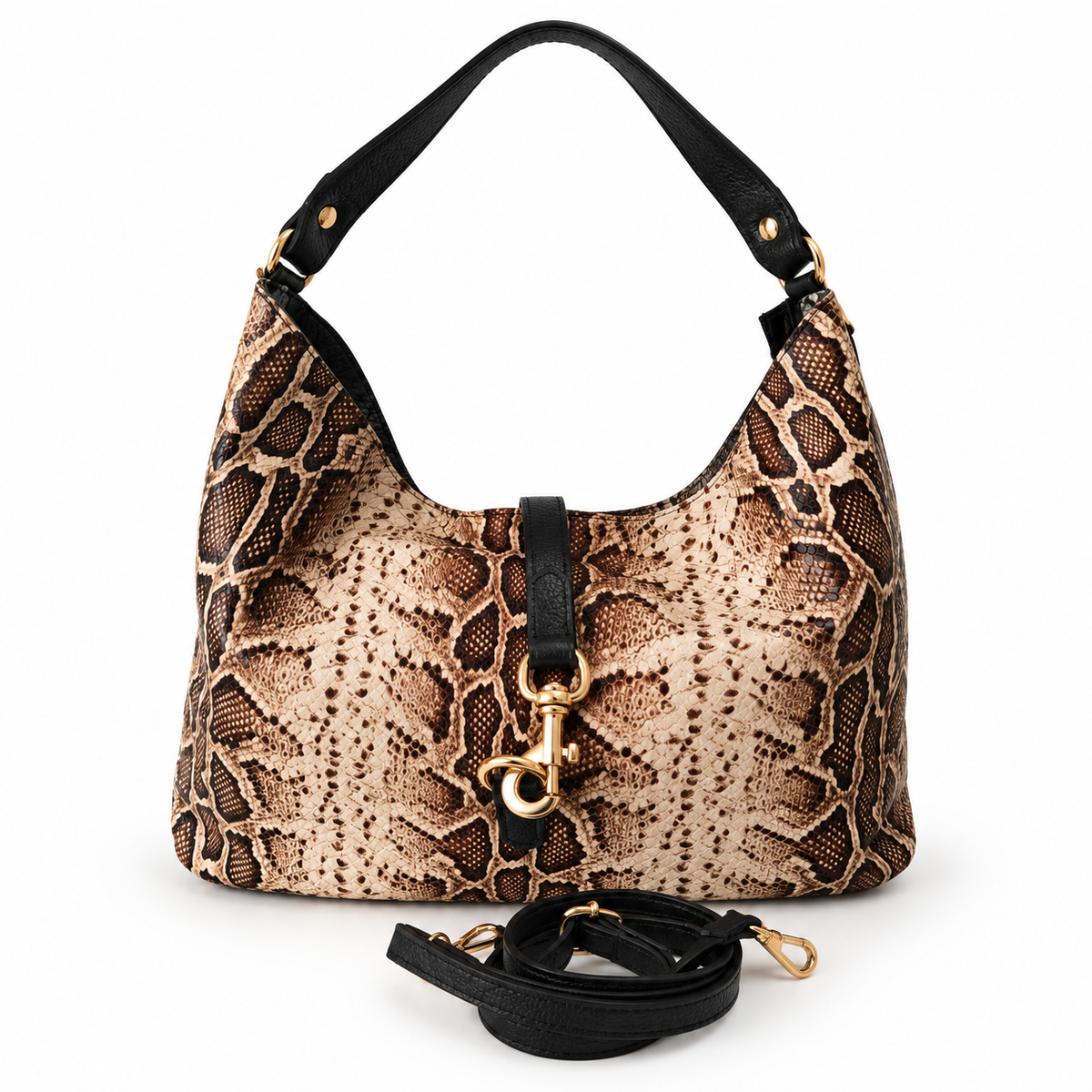 Borsa Nives – Borsa a Spalla in Vera Pelle Stampa Pitone Double Face