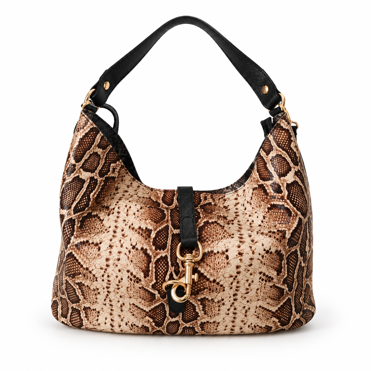 Borsa Nives – Borsa a Spalla in Vera Pelle Stampa Pitone Double Face