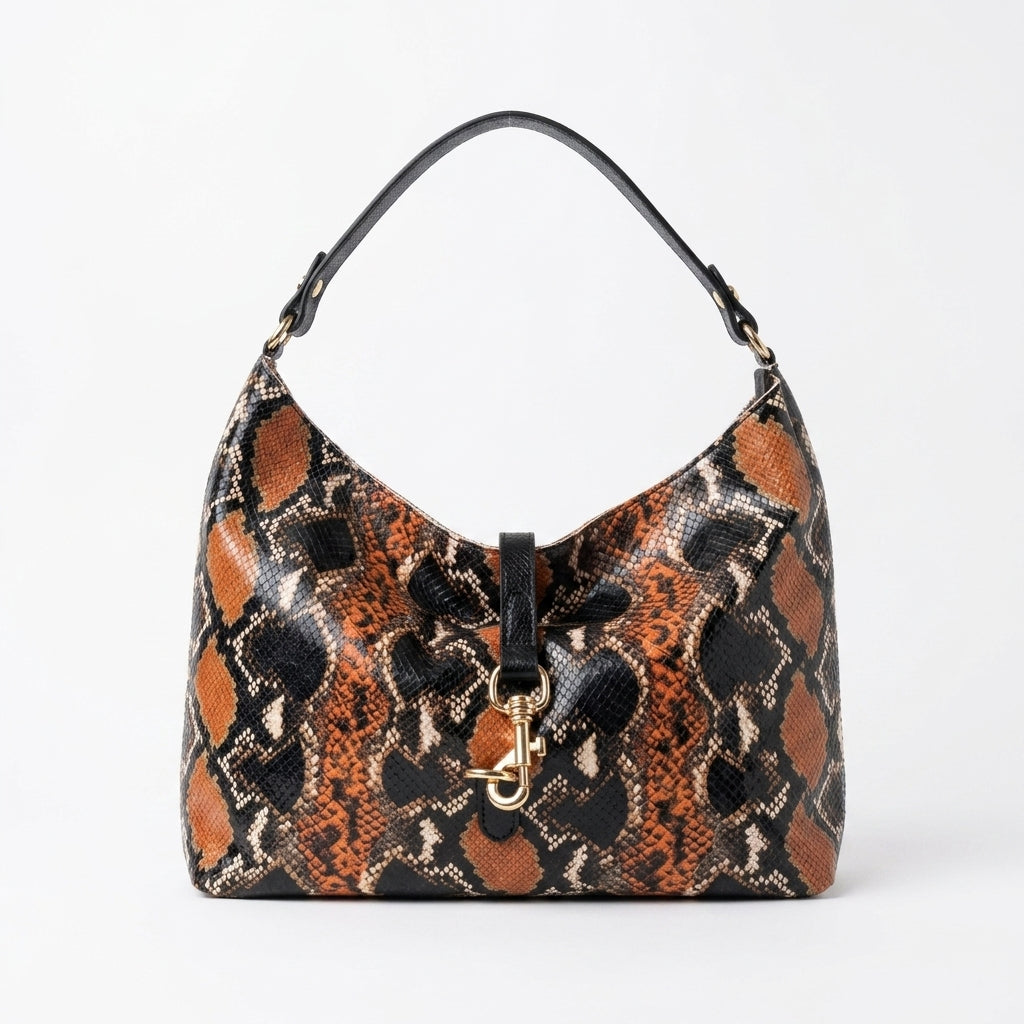 Borsa Nives – Borsa a Spalla in Vera Pelle Stampa Pitone Double Face