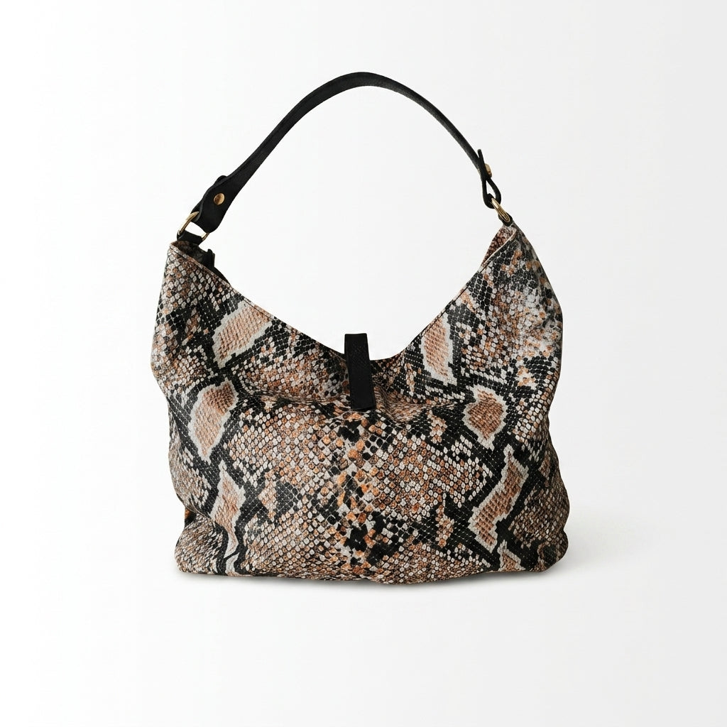 Borsa Nives – Borsa a Spalla in Vera Pelle Stampa Pitone Double Face