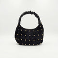 Borsa Selene – Borsa a Mano in Camoscio Nero con Borchie Dorate