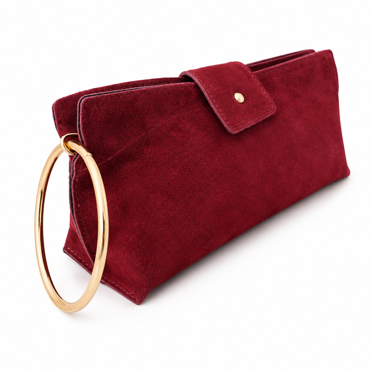 Borsa Vera – Pochette Scamosciata Bordeaux con Tracolla Removibile
