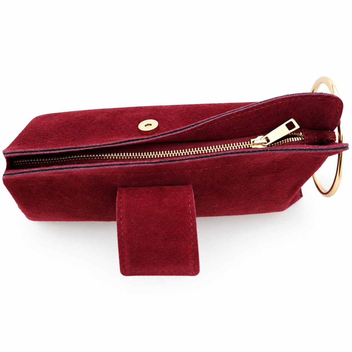 Borsa Vera – Pochette Scamosciata Bordeaux con Tracolla Removibile