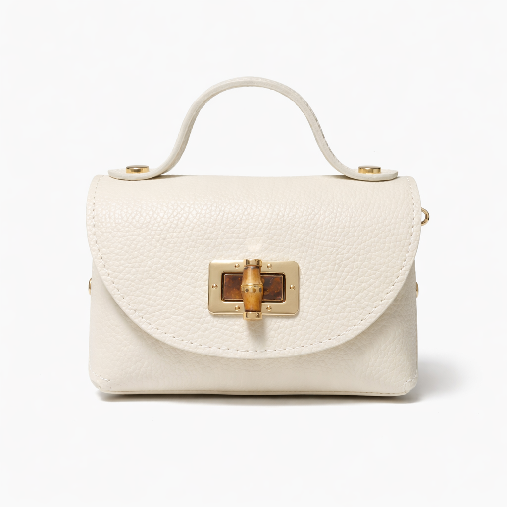 Borsa Marta – Mini Bag in Vera Pelle Martellata con Chiusura Gioiello e Tracolla Removibile