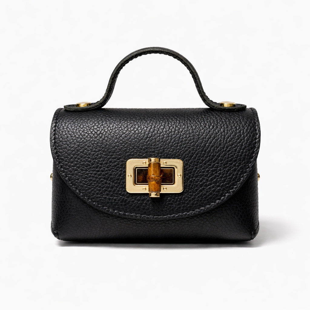 Borsa Marta – Mini Bag in Vera Pelle Martellata con Chiusura Gioiello e Tracolla Removibile
