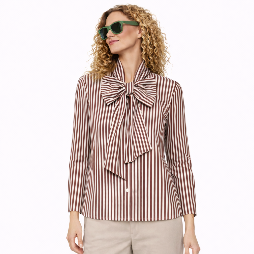 Camicia Donna a Righe con Fiocco – Made in Italy – Misura Unica