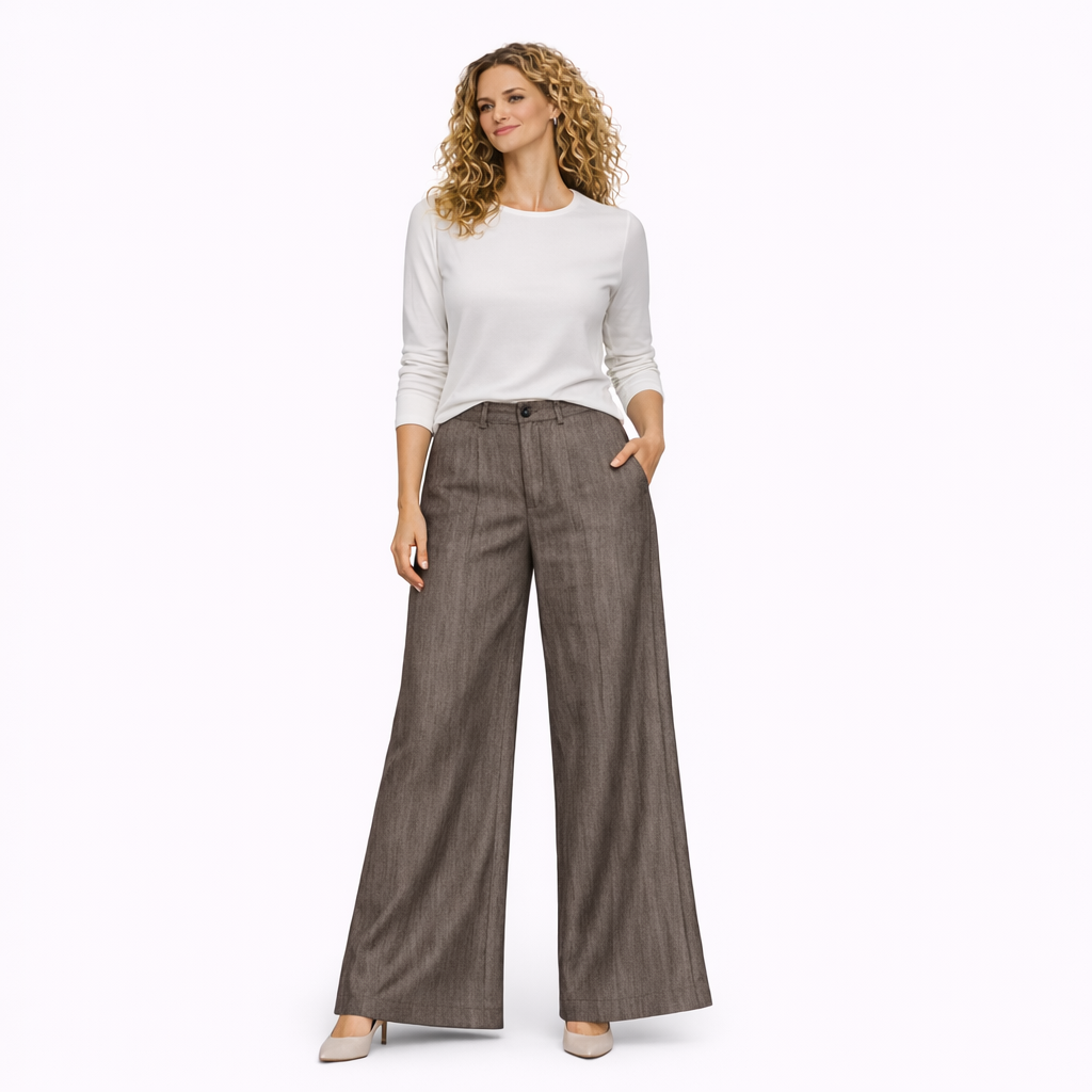 Pantalone Palazzo Marrone in Cotone – Made in Italy – Taglie S, M, L